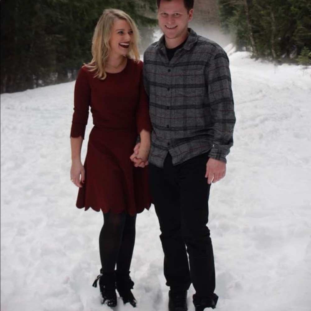 Cumulonimbus Clouds Burgundy Skater Dress